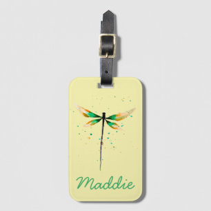 Étiquette À Bagage Illustration de l'aquarelle mignonne du libellule