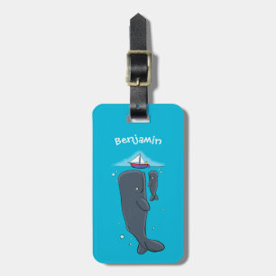 Étiquette À Bagage Illustration de mignons baleines et voiliers