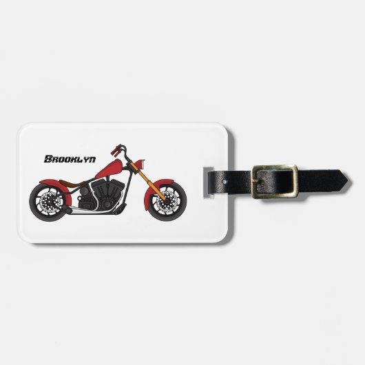 Étiquette À Bagage Illustration de moto de style chopper (Devant horizontal)