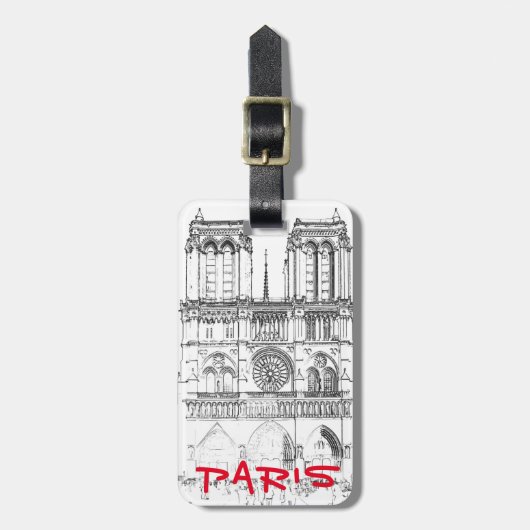 Étiquette À Bagage Illustration de Notre Dame de Paris (Devant Vertical)