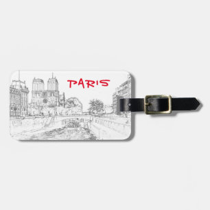 Étiquette À Bagage Illustration de Notre Dame de Paris