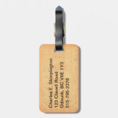 Étiquette À Bagage Illustration de papillon vintage (Dos Vertical)