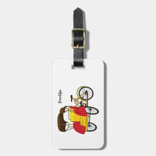 Étiquette À Bagage Illustration de pousse-pousse pédicab (Devant Vertical)