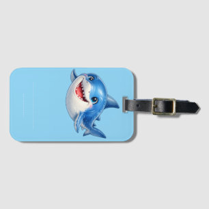 Étiquette À Bagage Illustration de requin mignon aux grands yeux Anim
