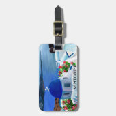 Étiquette À Bagage Illustration de Santorin Grèce (Devant Vertical)