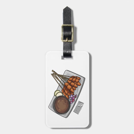 Étiquette À Bagage Illustration de Satay (Devant Vertical)