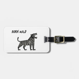 Étiquette À Bagage Illustration de Tigre Rayé – Anima Folk Minimalist