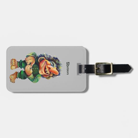 Étiquette À Bagage Illustration de troll drôle scandinave aquarelle (Devant horizontal)