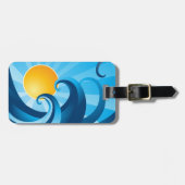 Étiquette À Bagage Illustration de vague de la mer du soleil et du Su (Devant horizontal)