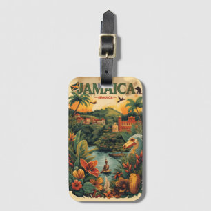 Étiquette À Bagage Illustration de voyage à la Jamaïque de style vint