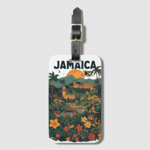 Étiquette À Bagage Illustration de voyage à la Jamaïque de style vint
