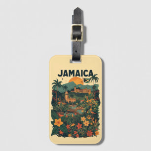 Étiquette À Bagage Illustration de voyage à la Jamaïque de style vint