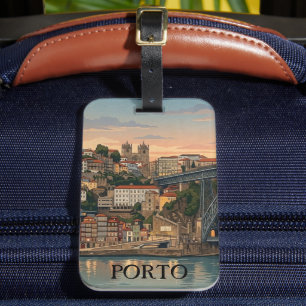Étiquette À Bagage Illustration de voyage de la ville de Porto Portug