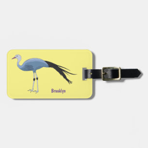 Étiquette À Bagage Illustration d'oiseau de grue bleue