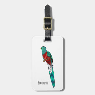 Étiquette À Bagage Illustration d'oiseau de quetzal resplendissant