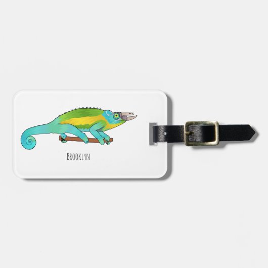 Étiquette À Bagage Illustration du caméléon de Jackson (Devant horizontal)