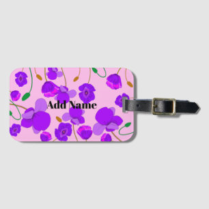 Étiquette À Bagage Illustration du champ Papier Pavot Rose Violet
