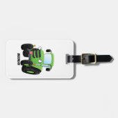 Étiquette À Bagage Illustration du joli joyeux tracteur agricole vert (Devant horizontal)