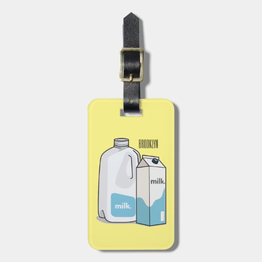 Étiquette À Bagage Illustration du lait (Devant Vertical)