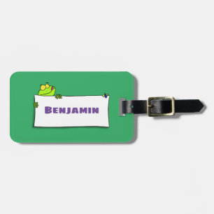 Étiquette À Bagage Illustration du panneau de grenouille verte mignon