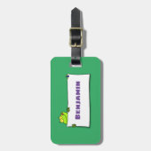 Étiquette À Bagage Illustration du panneau de grenouille verte mignon (Devant Vertical)