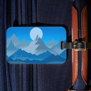 Étiquette À Bagage Illustration du paysage de Blue Mountain Peaks