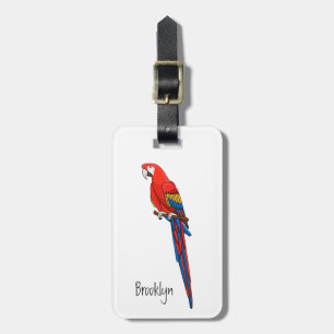 Étiquette À Bagage Illustration du perroquet de macaw Scarlet