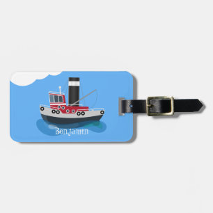 Étiquette À Bagage Illustration d'un bateau à chalutier mignon