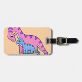 Étiquette À Bagage Illustration D'Un Brachiosaurus Mère Et Enfant. (Devant horizontal)