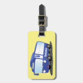 Étiquette À Bagage Illustration d'un bus moderne bleu mignon (Devant Vertical)
