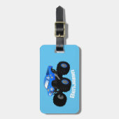 Étiquette À Bagage Illustration d'un camion monstre bleu mou (Devant Vertical)