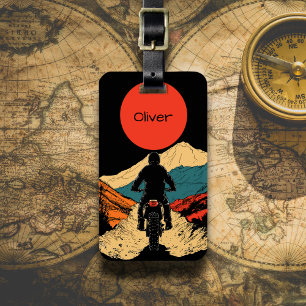 Étiquette À Bagage Illustration d'un cavalier d'aventure