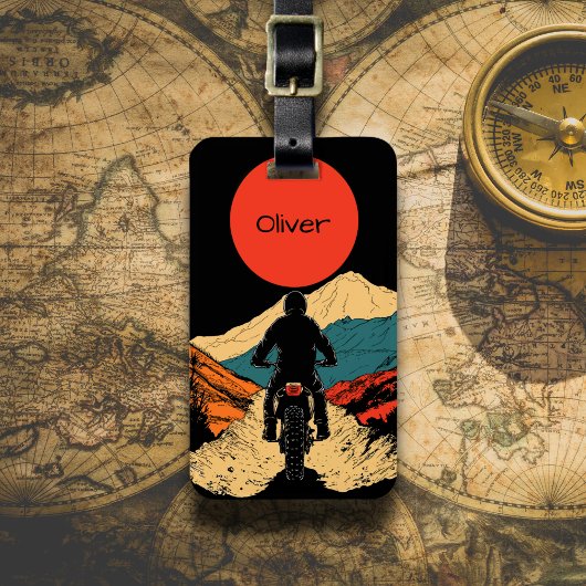 Étiquette À Bagage Illustration d'un cavalier d'aventure