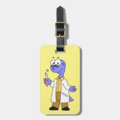 Étiquette À Bagage Illustration D'Un Chimiste Brontosaurus. (Devant Vertical)