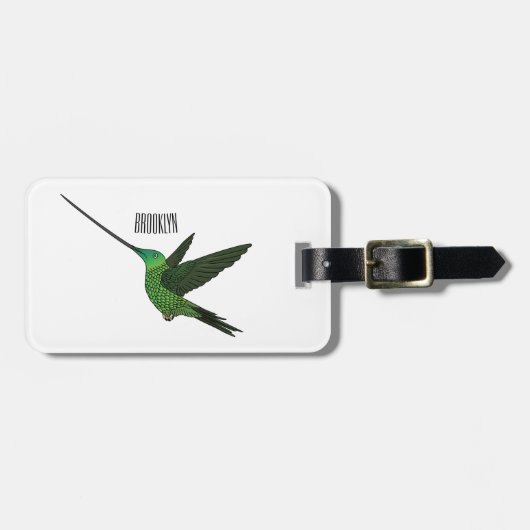 Étiquette À Bagage Illustration d'un colibri à bec épée (Devant horizontal)