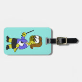 Étiquette À Bagage Illustration D'Un Enseignant Pachycéphalosaure. (Devant horizontal)