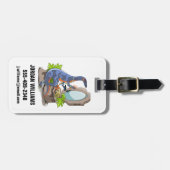 Étiquette À Bagage Illustration D'Un Iguanodon Mettant Sur Le Maquill (Devant horizontal)