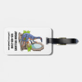 Étiquette À Bagage Illustration D'Un Iguanodon Mettant Sur Le Maquill (Dos horizontal)