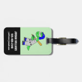 Étiquette À Bagage Illustration D'Un Joueur De Baseball Brontosaurus. (Dos horizontal)