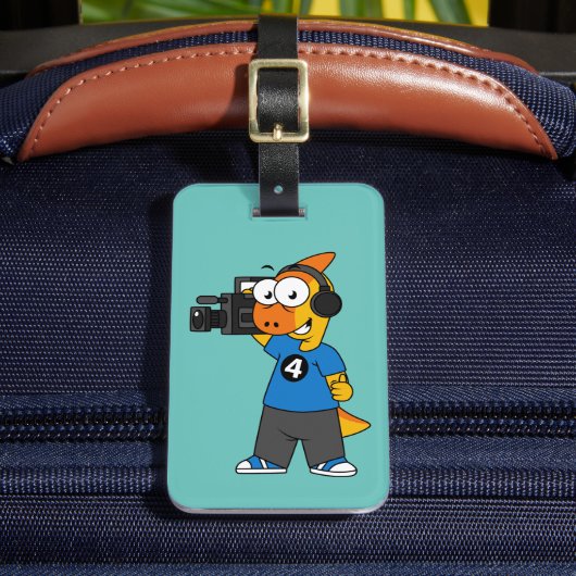 Étiquette À Bagage Illustration D'Un Opérateur De Caméra Parasaurolop (Insitu Rectoal 2)