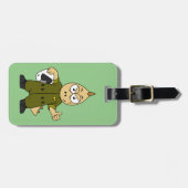 Étiquette À Bagage Illustration D'Un Pilote À Jet Allosaurus. (Devant horizontal)