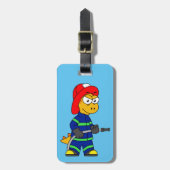 Étiquette À Bagage Illustration D'Un Pompier Tyrannosaurus Rex. (Devant Vertical)