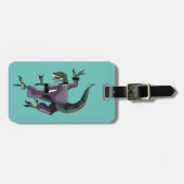 Étiquette À Bagage Illustration D'Un Rapteur Qui Fait Du Karaté. (Devant horizontal)