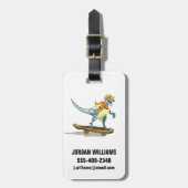 Étiquette À Bagage Illustration D'Un Raptor Skateboard. (Devant Vertical)