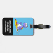 Étiquette À Bagage Illustration D'Un Spinosaure De Surf. (Dos horizontal)