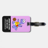 Étiquette À Bagage Illustration D'Un Stegosaurus Jouant Au Basket. (Dos horizontal)