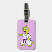 Étiquette À Bagage Illustration D'Un Stégosaurus Pratiquant Le Karaté (Devant Vertical)