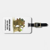Étiquette À Bagage Illustration D'Un Stegosaurus Qui Boit Une Boisson (Devant horizontal)