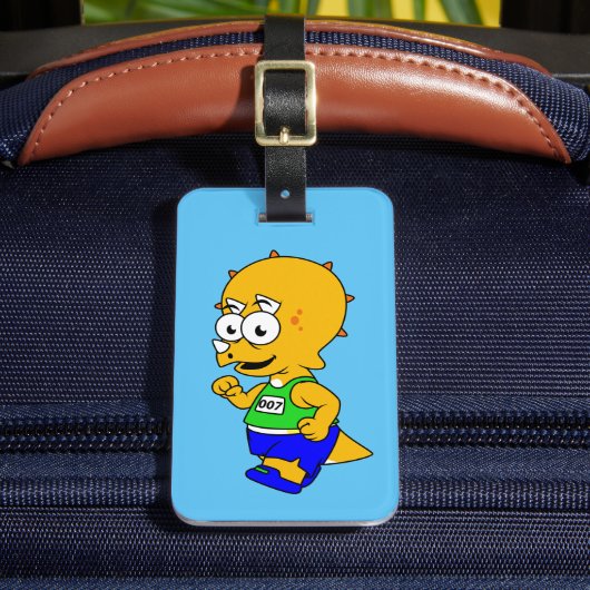 Étiquette À Bagage Illustration D'Un Tricératops Runner. (Insitu Rectoal 2)
