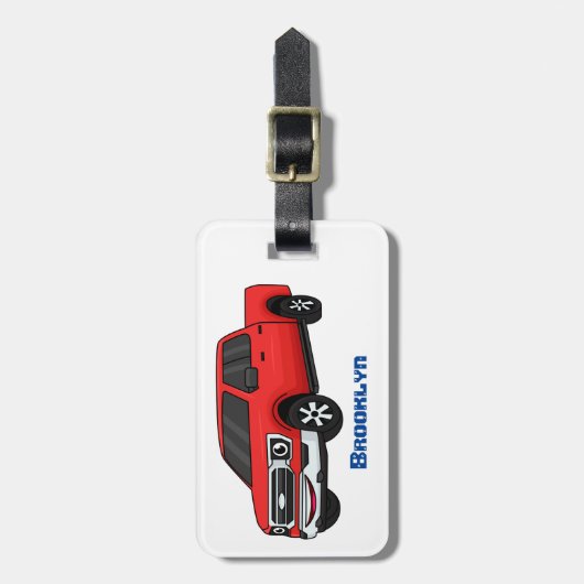 Étiquette À Bagage Illustration d'une camionnette rouge mou (Devant Vertical)